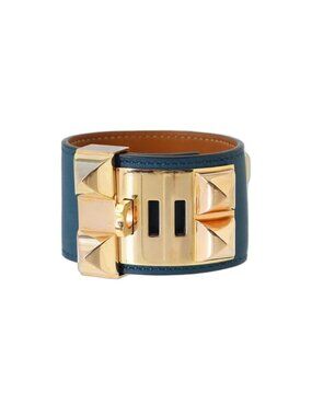 Hermes Collier de Chien Bangle Swift Corvere T-engraved Gold Bracelet